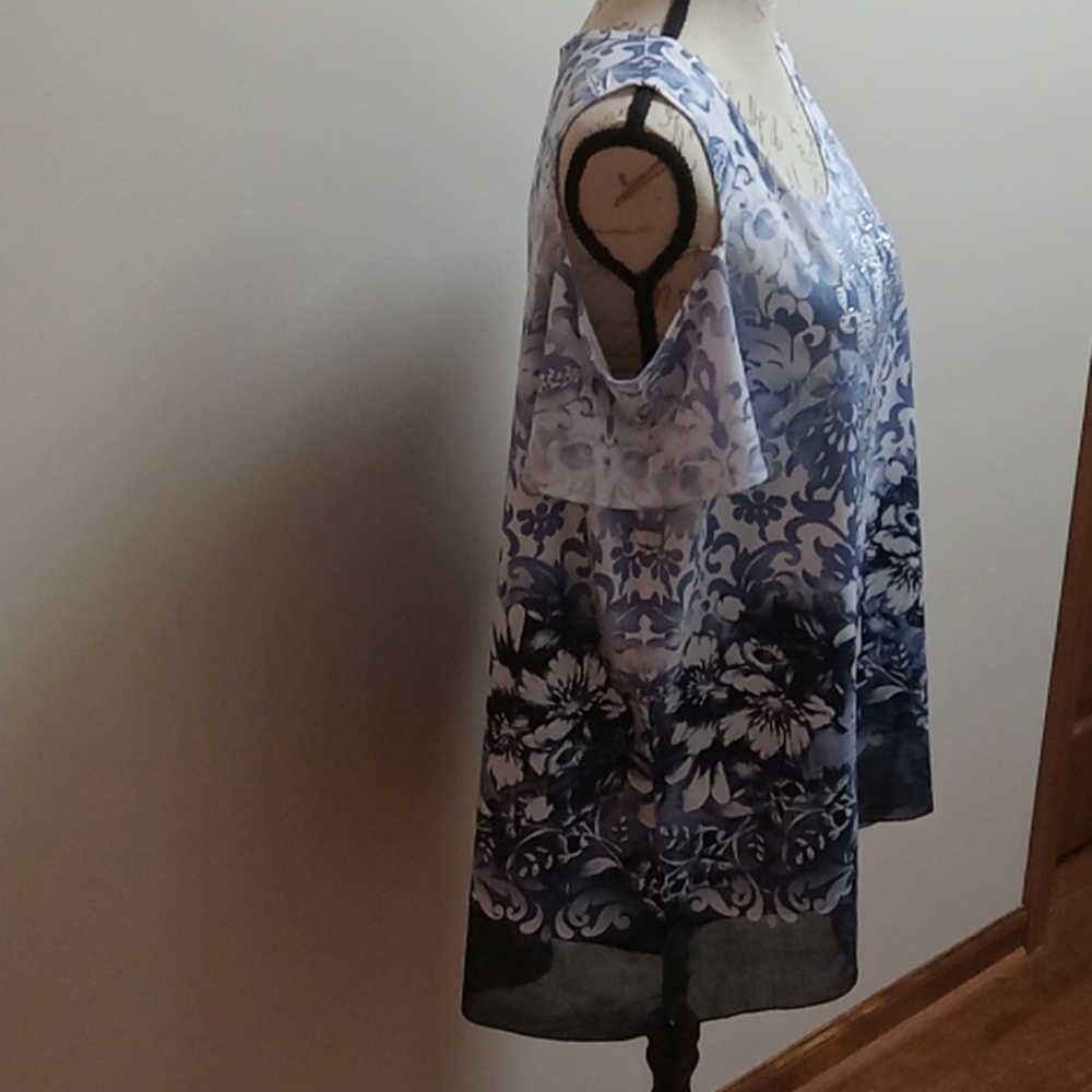 JM Collection Woman Size 1X cold shoulder sleeved women's top - Picture 5 of 11